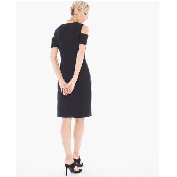 CHICO'S Cold-Shoulder Seamed Short Dress - S/6 - Picture 3 of 9